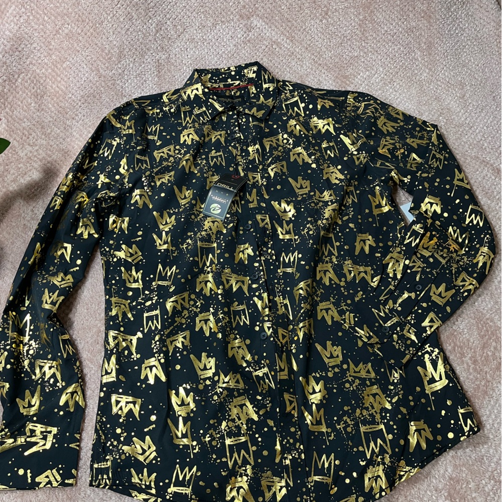 Drill clothing Men's Black and Gold Graphic Shirt
